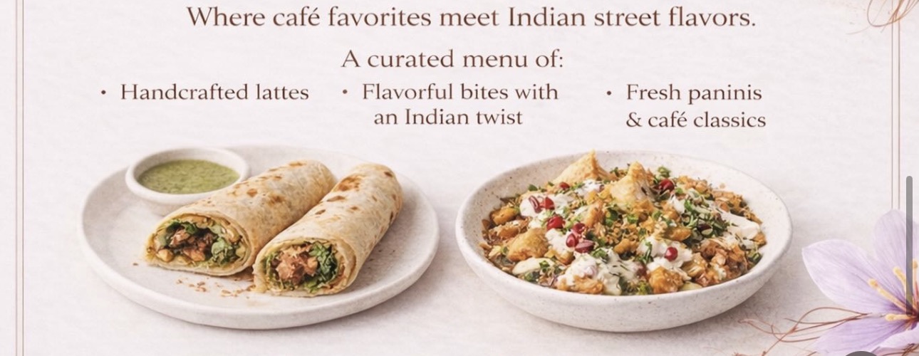 Kathi Roll — Indian fusion street food at Saffron Cafe.